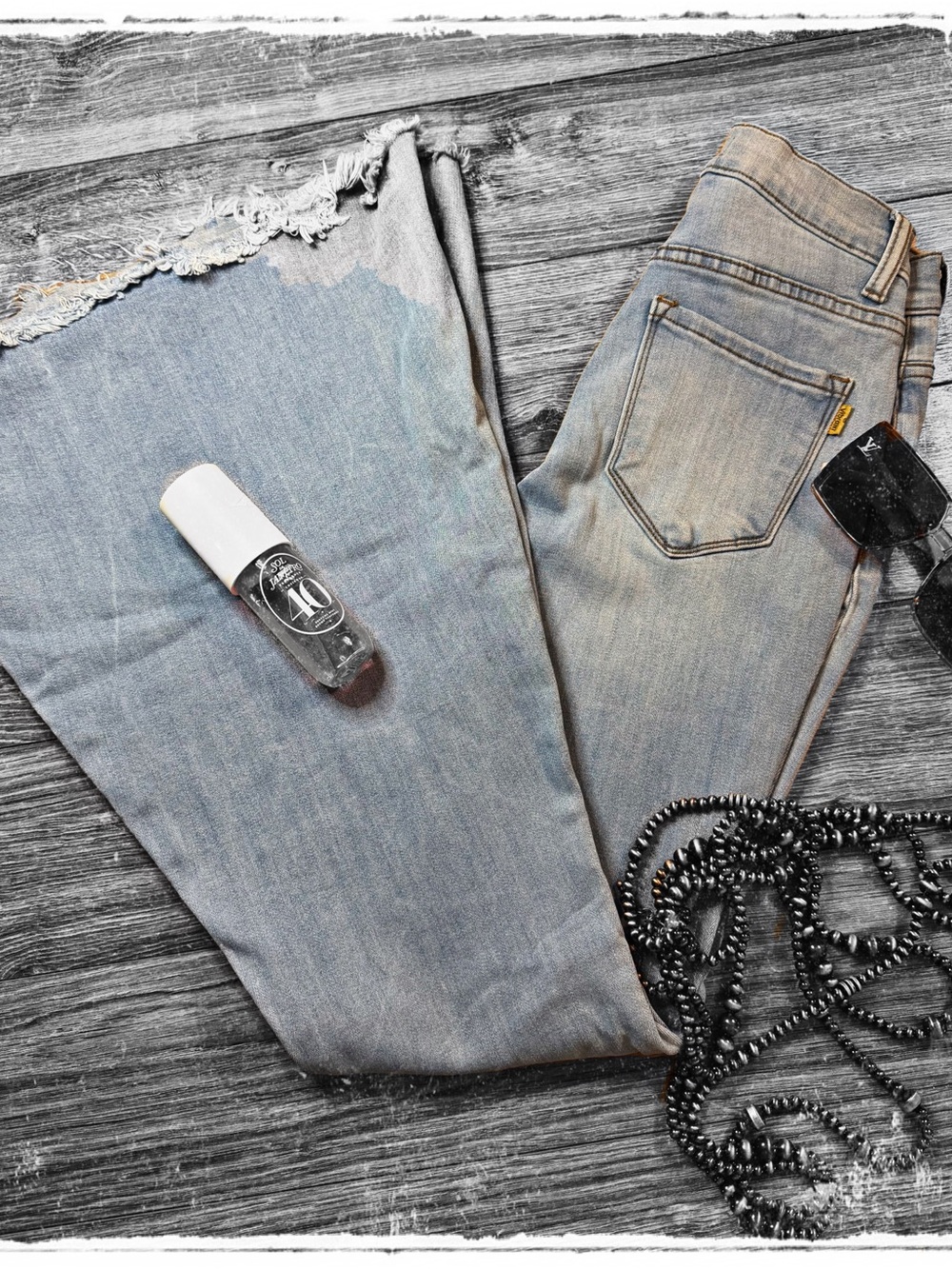 Vibrant Washed Light Blue Flare-Leg Jeans